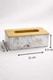 Hermia Soporte para Servilletas Dorado con Tapa de Bambú BU0115